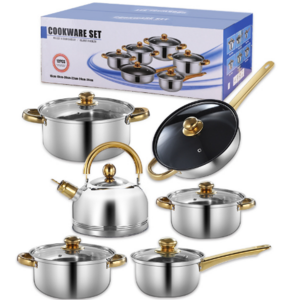 Thickened stainless steel kettle set pot 12 pieces of stainless steel set pot Stainless Steel Cookware Sets