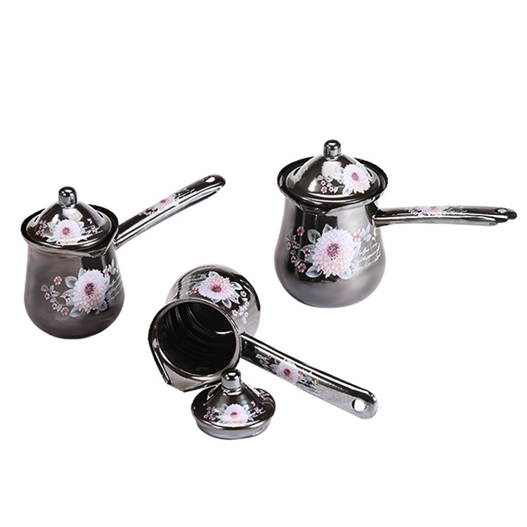 Mirror glaze enamel camping turkish coffee pots sets with lid,coffee & tea sets