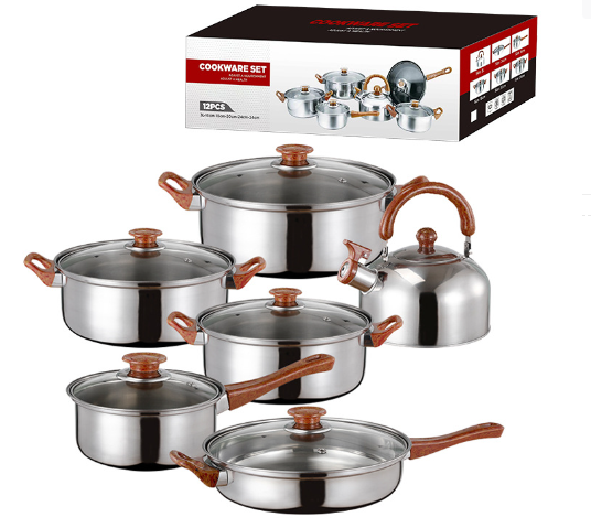 Thickened stainless steel kettle set pot 12 pieces of stainless steel set pot Stainless Steel Cookware Sets