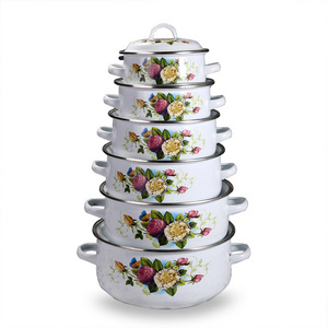 Wholesale high quality 6 pcs cookware sets enamel pot