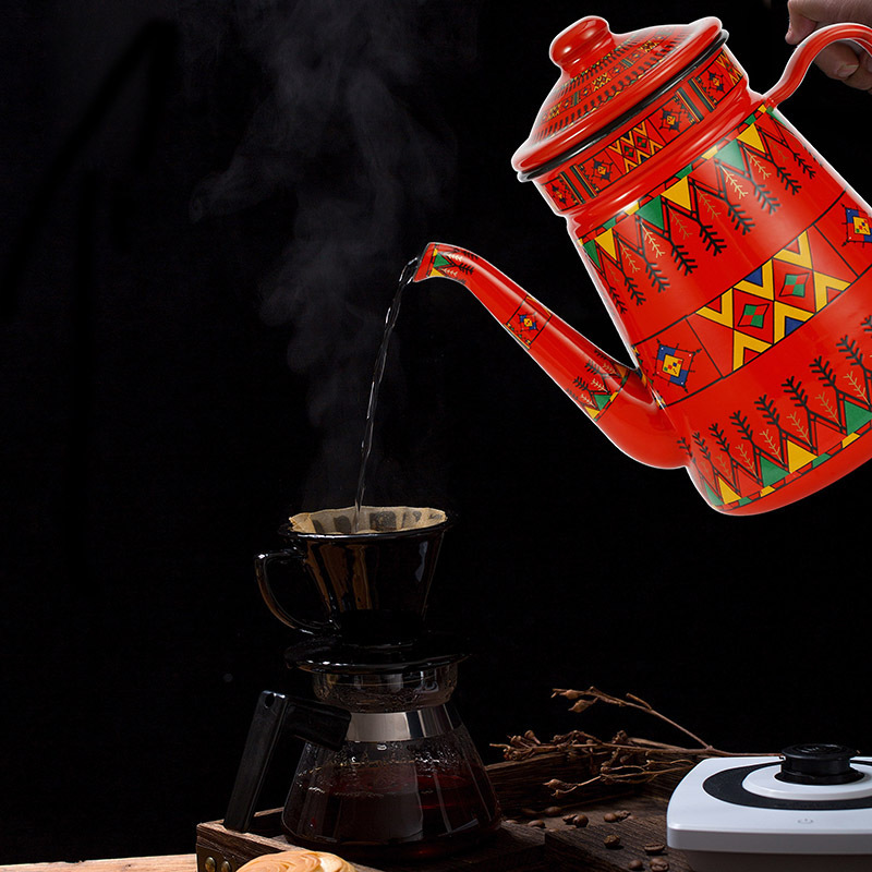 Best seller Saudi Arabia tea pot coffee kettle camping enamel  kettle