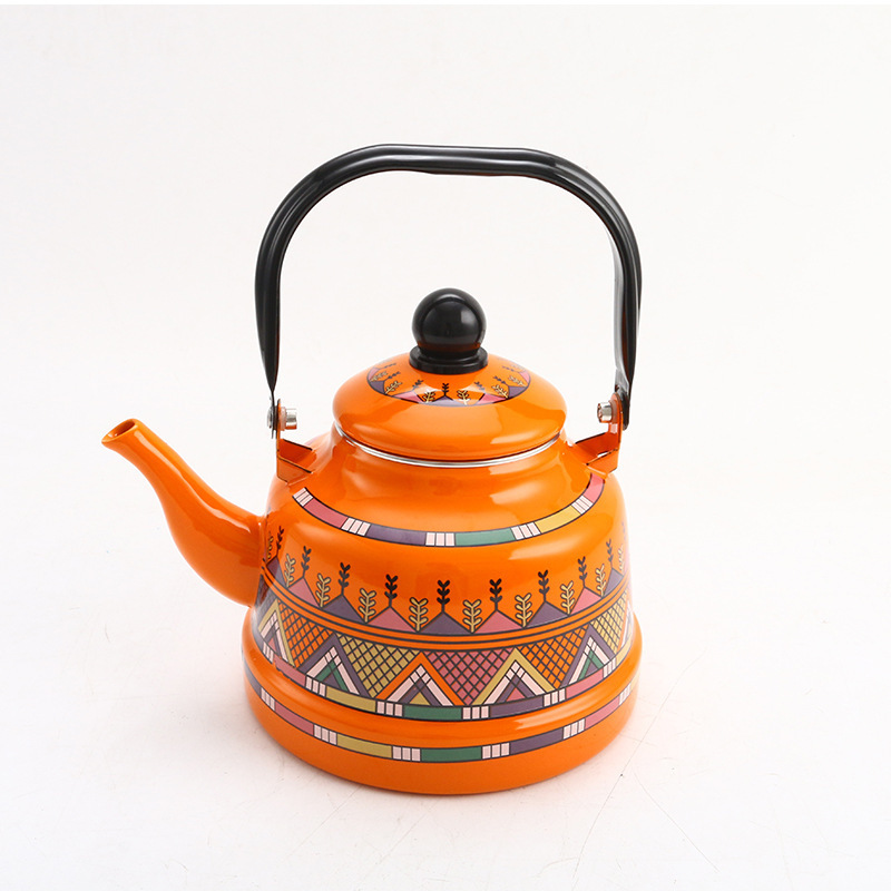 Mini World 1.1/1.7/2.5L Coffee Pot Enamel Ancient Bell Shape Teapot Household Reusable Hot Water Kettle With Steel Handle