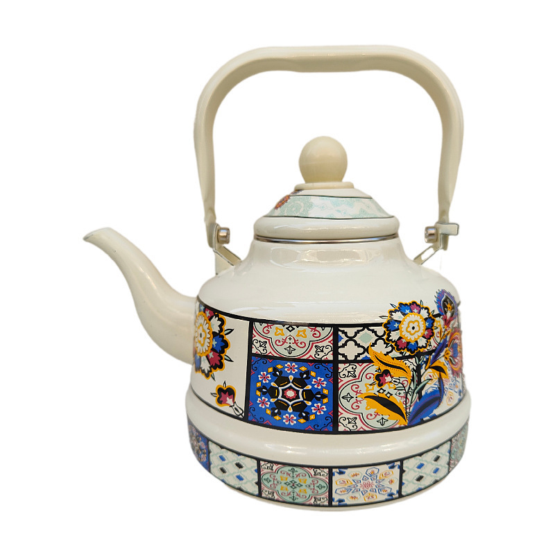 2024 New Design 1.1/1.7/2.5L Enamel Teapot Tea Pitcher Water Kettle For Stove Top Decorative Teapot Hot Teapot Vintage