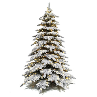 Premium Flocked Hinged Artificial Christmas Pine Tree With Snow