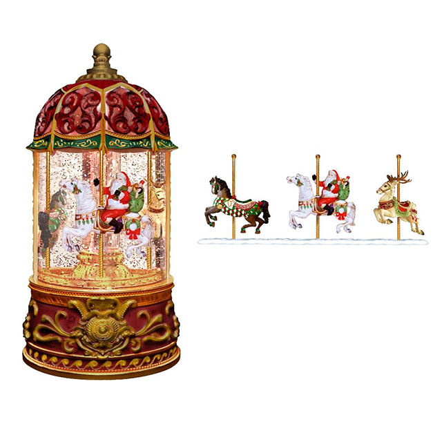 Carousel Styling Delicate Magic Christmas Decoration Glitter Gifts Snow Globe Lighted Water Globe Mini Props