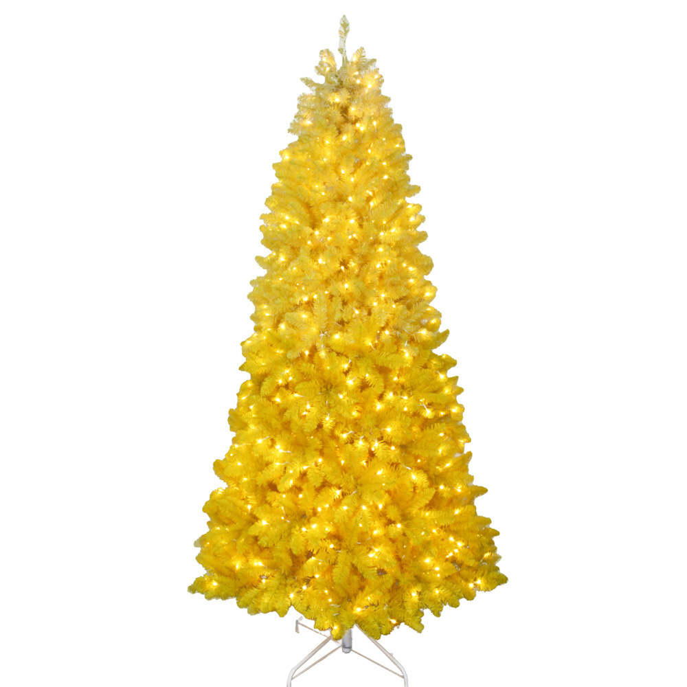 New Design Pre lit PVC Lighted Christmas Decoration Yellow Pink Rainbow 7.5ft Christmas Tree