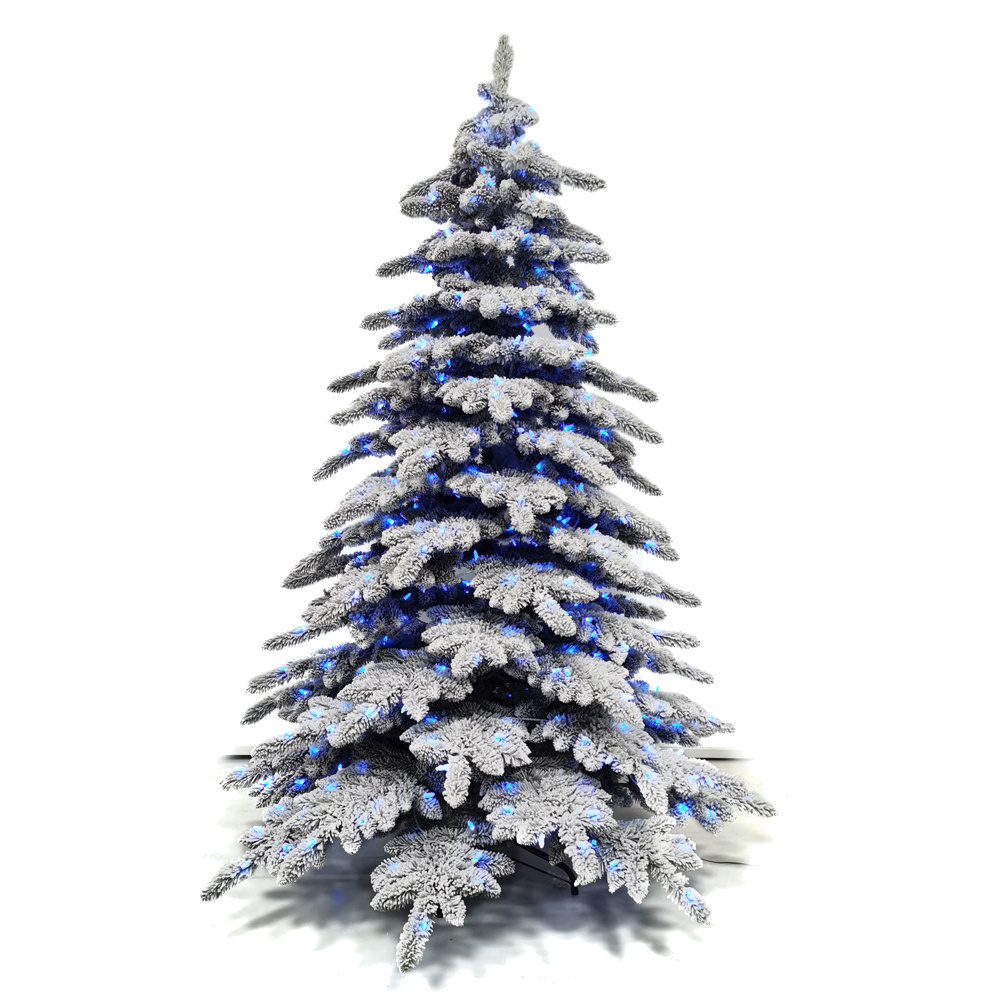 Premium Flocked Hinged Artificial Christmas Pine Tree With Snow