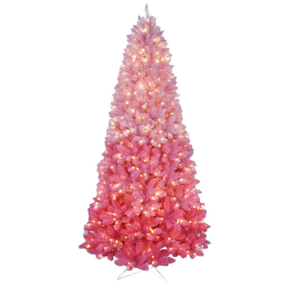 New Design Pre lit PVC Lighted Christmas Decoration Yellow Pink Rainbow 7.5ft Christmas Tree