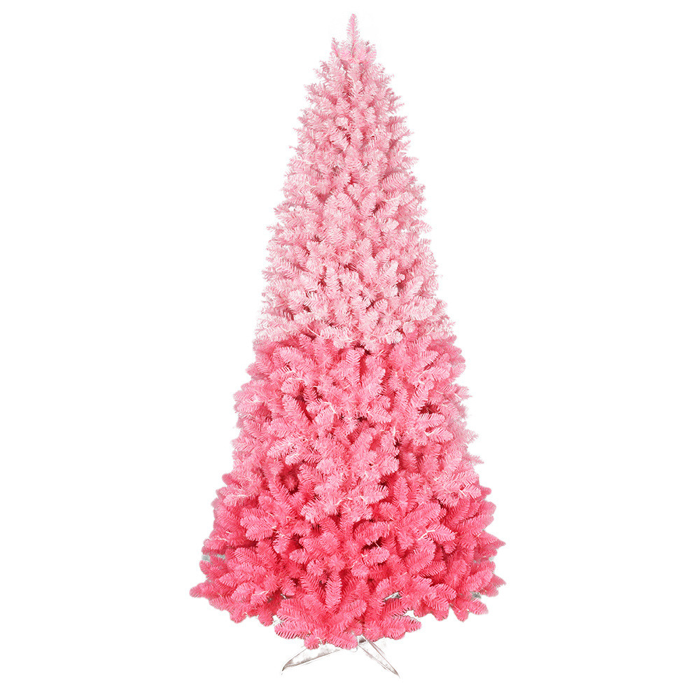 New Design Pre lit PVC Lighted Christmas Decoration Yellow Pink Rainbow 7.5ft Christmas Tree