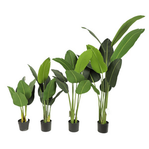 Home Indoor Garden Decoration Artificial Plant Potted Green Trees Bonsai Double-stalk Banana Artificial Tree