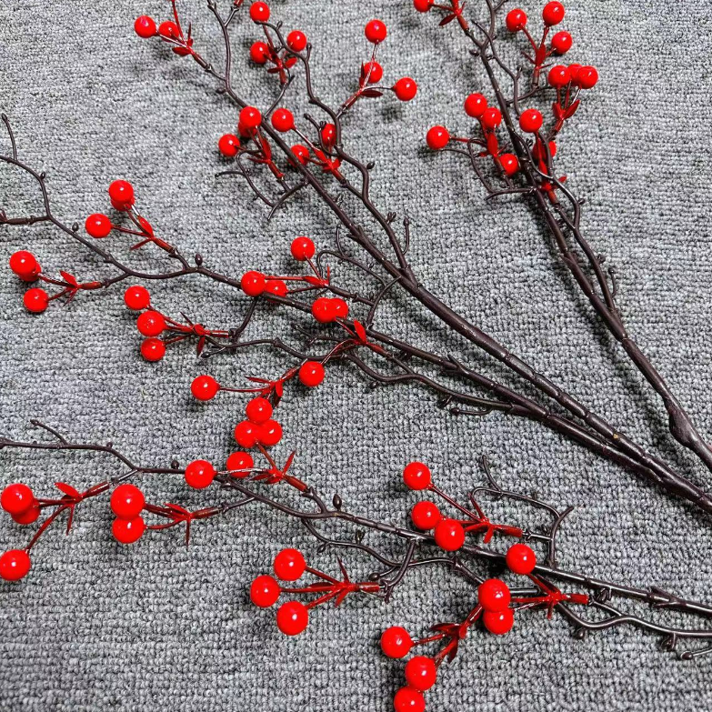 LONGSTAR Christmas Red Berries Picks Artificial Stems for Christmas Tree Decor Crafts Wedding Holiday Crafts Winter Home Decor