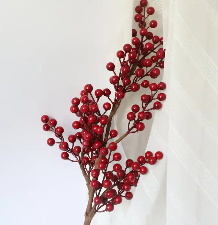 Artificial Red Berry Stems Inch Red Berry Picks Holly Berries Branches for Christmas Tree Crafts Wedding Holiday Home Decor