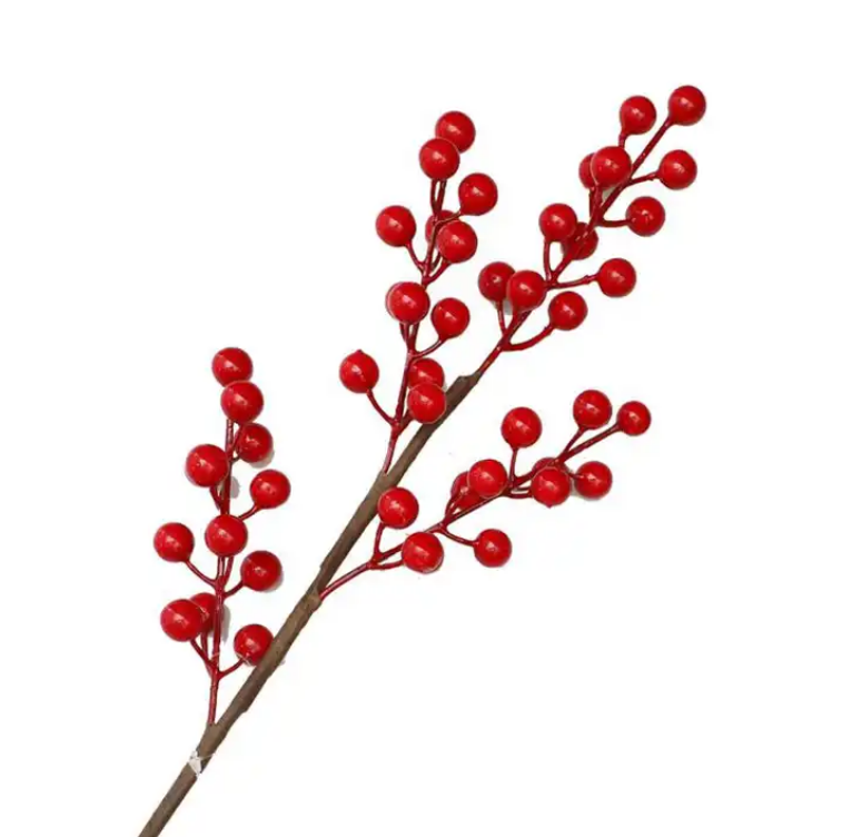 Artificial Red Berry Stems Inch Red Berry Picks Holly Berries Branches for Christmas Tree Crafts Wedding Holiday Home Decor