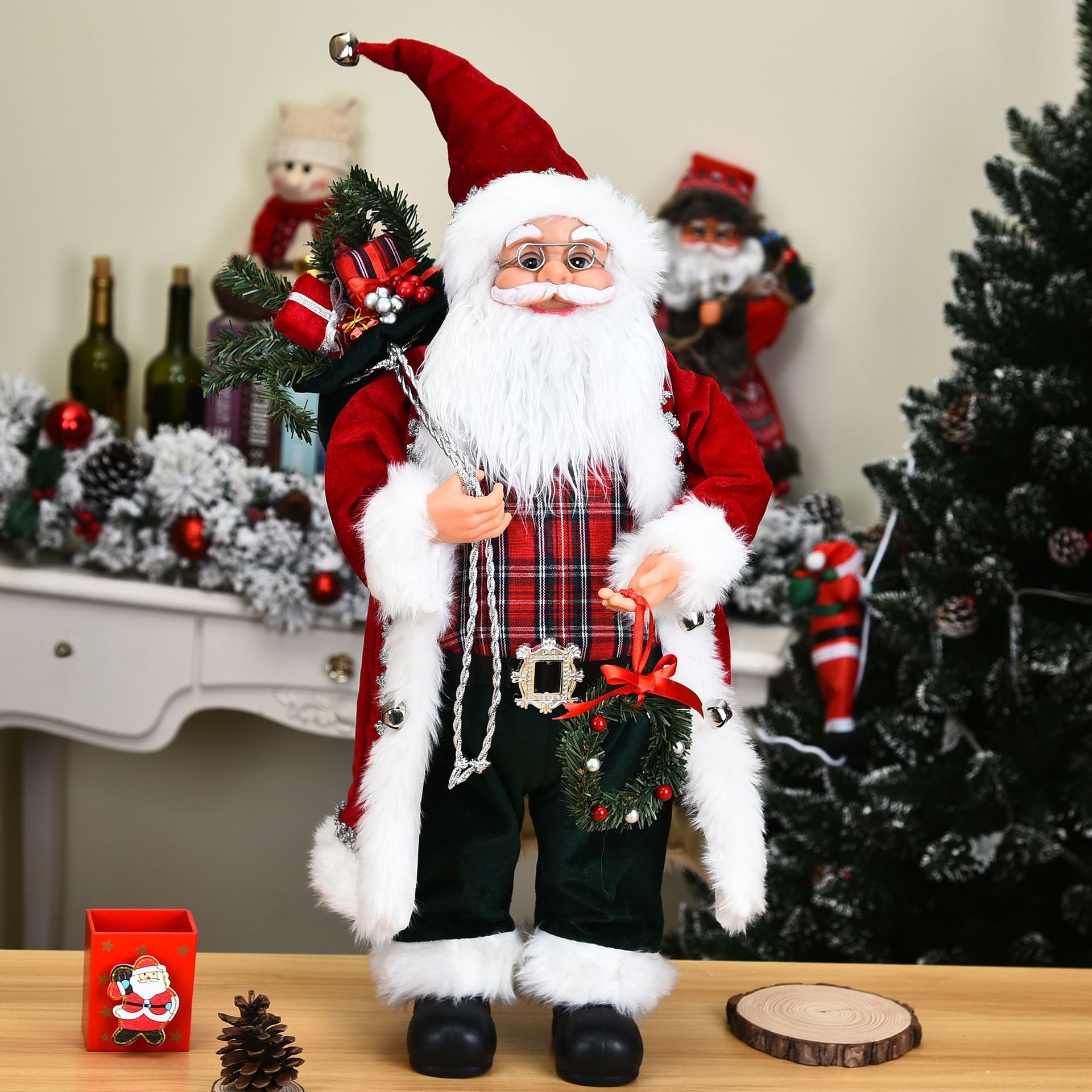 Custom African American Christmas Wall Hanging Pendant Resin Black Santa Claus Figurines For Home Decor