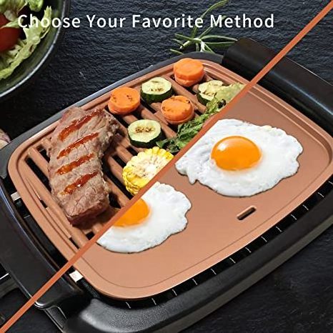 Smokeless Nonstick Square Griddle Pan with Recipe and Clip Oil Leak Hole Design Electric Griddle Grill