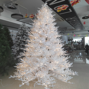 Breath Taking Pure White 5-10ft Tree Injection Branches 1384 Tips Hinged Full PE Artificial Christmas Tree