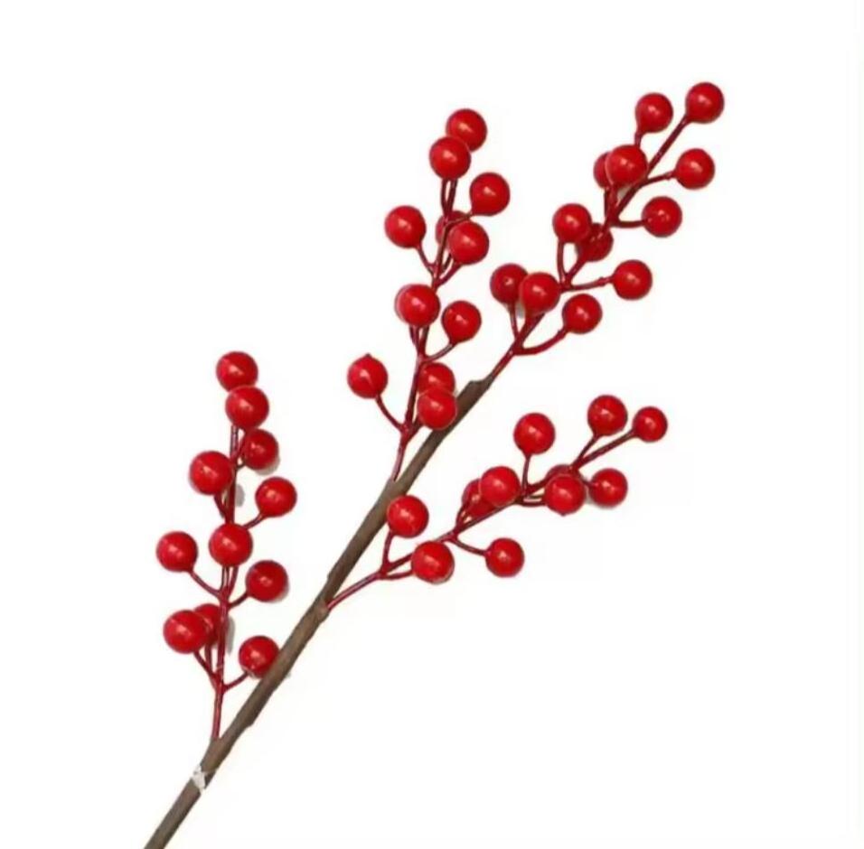 Longstar Christmas Ornaments Decoration Supplies Long Stem Tree Berries Pick Branches Artificial Flower Red Berry Fruits Holly