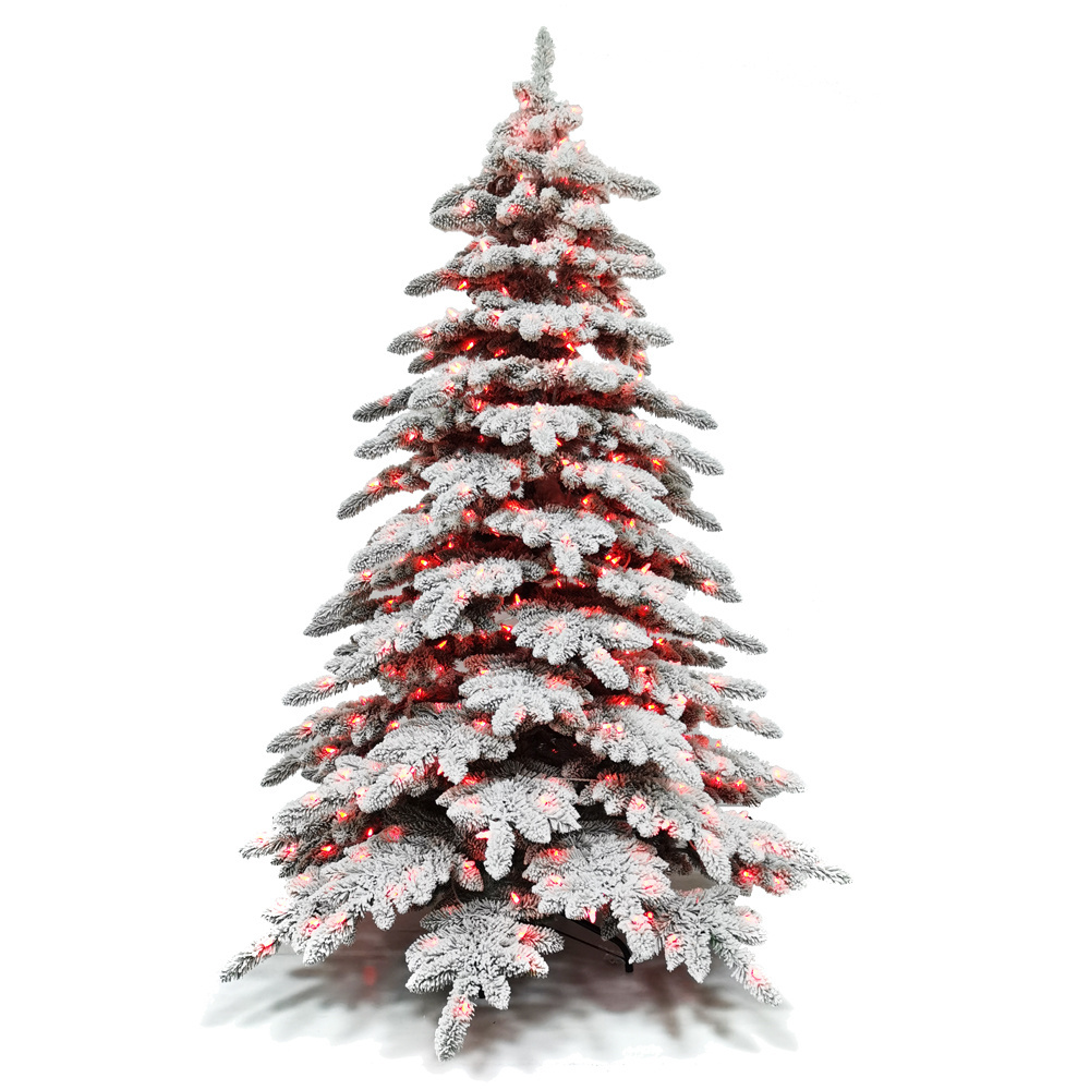 Premium Flocked Hinged Artificial Christmas Pine Tree With Snow