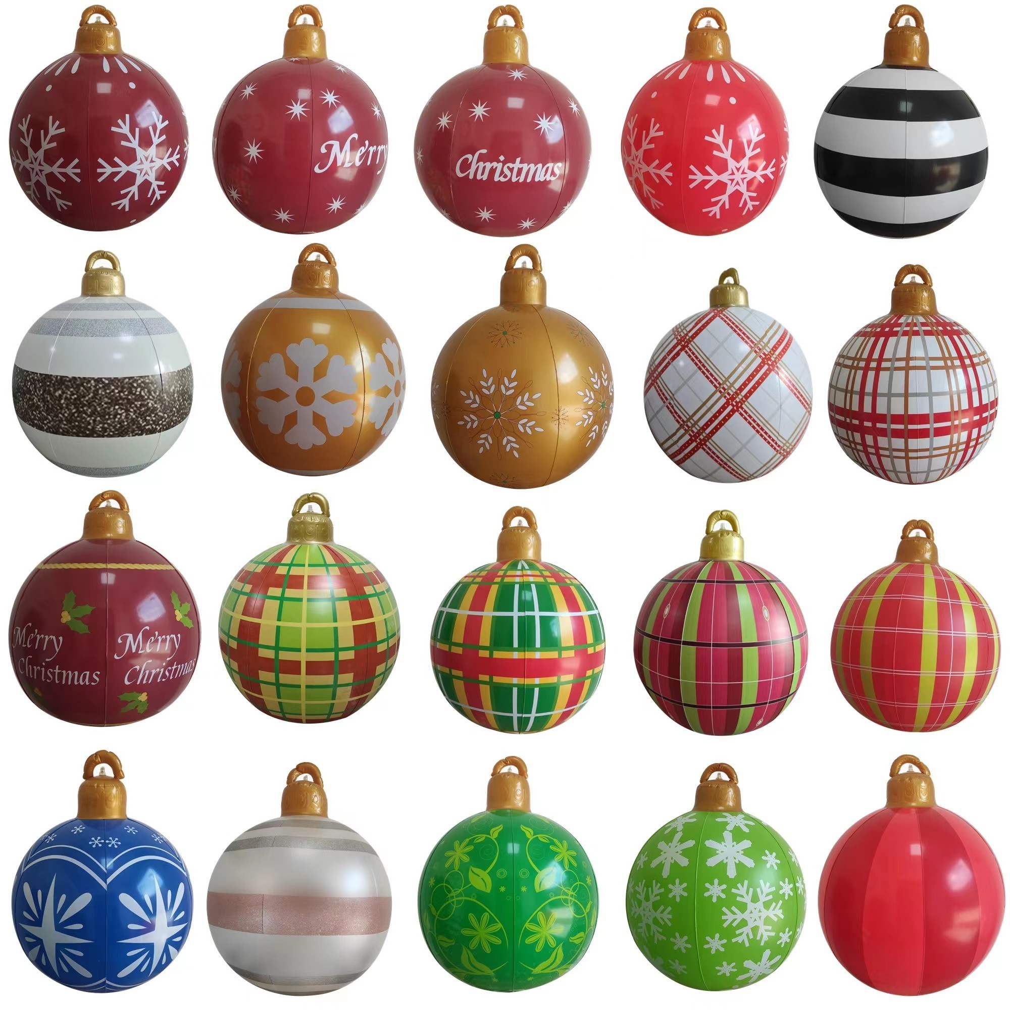 60cm PVC Christmas Balloons Outdoor Printing Holiday Large Christmas Ball Crafts Christmas Inflatable Toy Ball Xmas Decor Ball