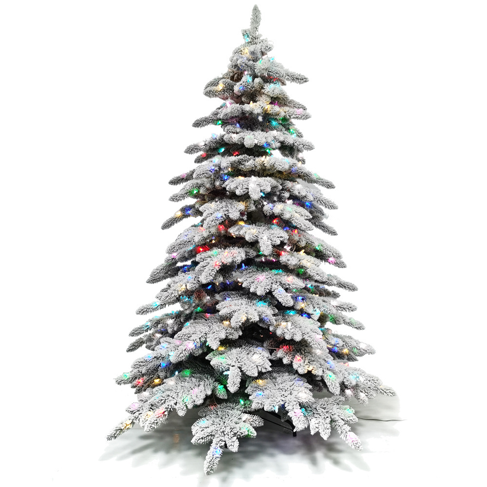 Premium Flocked Hinged Artificial Christmas Pine Tree With Snow