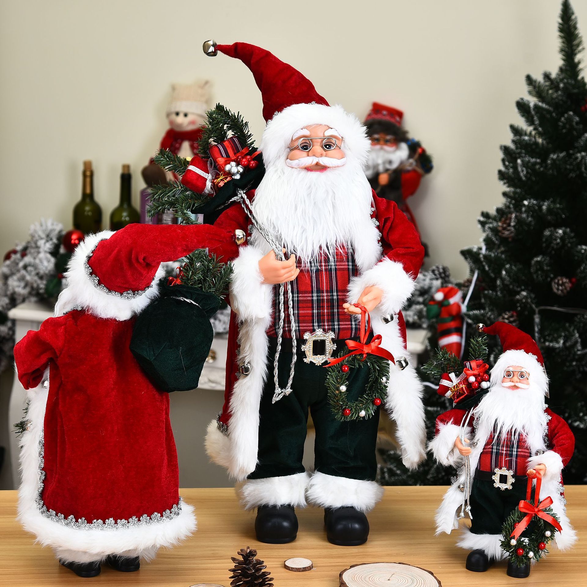 Custom African American Christmas Wall Hanging Pendant Resin Black Santa Claus Figurines For Home Decor