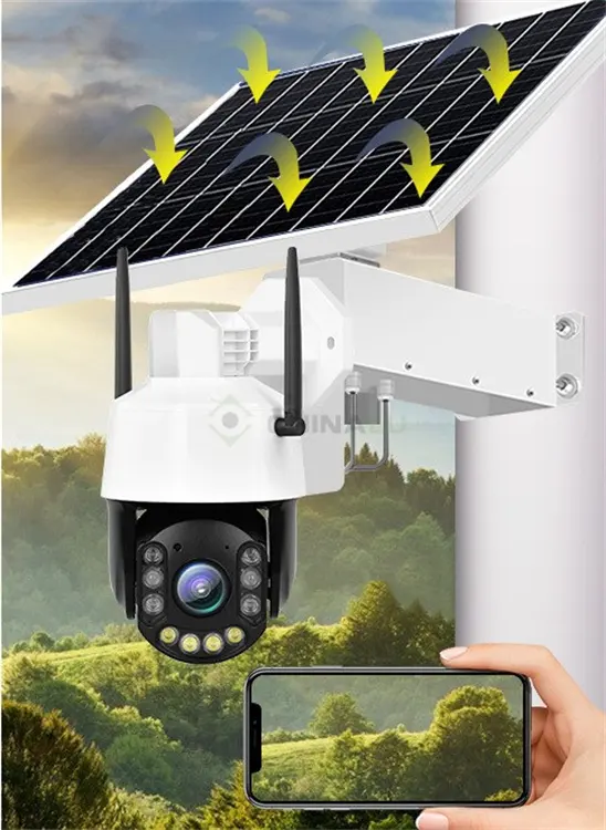 5MP Solar Powered Outdoor Dome 80W 40Ah 4G Sim Card Lte Ptz Solar Panel Ip 4G Security Camera System