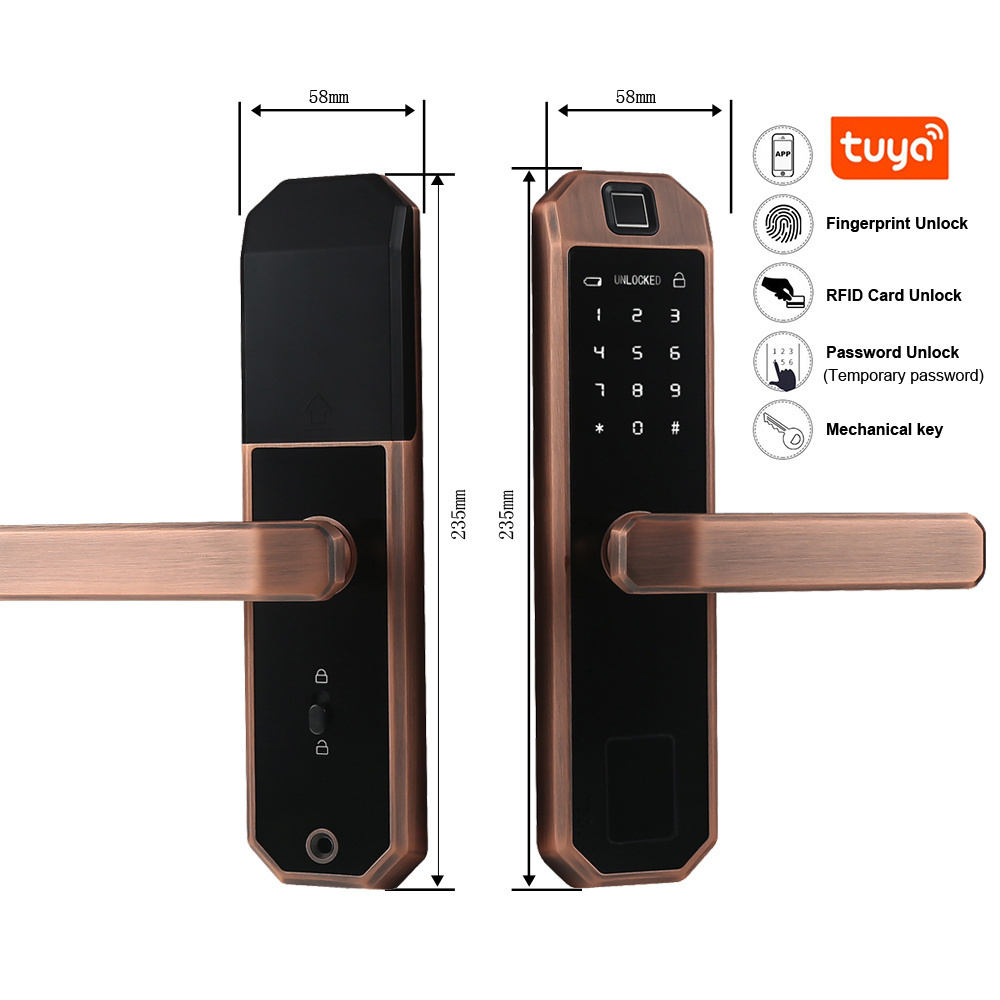 Tuya Smart door lock fingerprint lock wifi Intelligent digital door lock password and card suit hotels