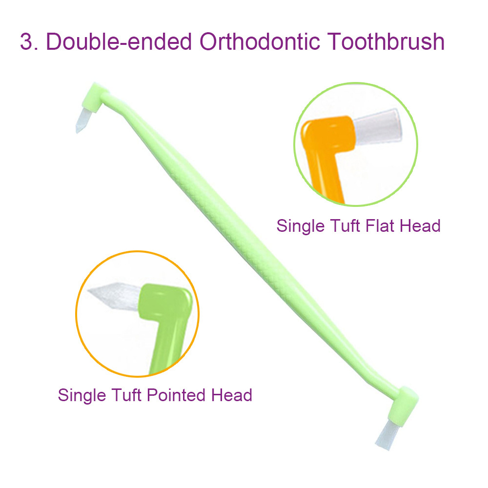 Logo Custom Dental Care Patient V Shape U Trim Travel Portable Tooth Brush Brace Kit OEM Teeth Cleaning Orthodontics Toothbrush