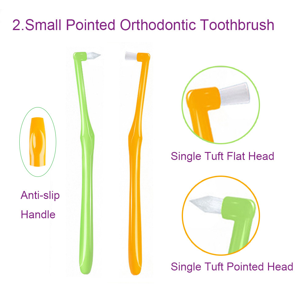 Logo Custom Dental Care Patient V Shape U Trim Travel Portable Tooth Brush Brace Kit OEM Teeth Cleaning Orthodontics Toothbrush