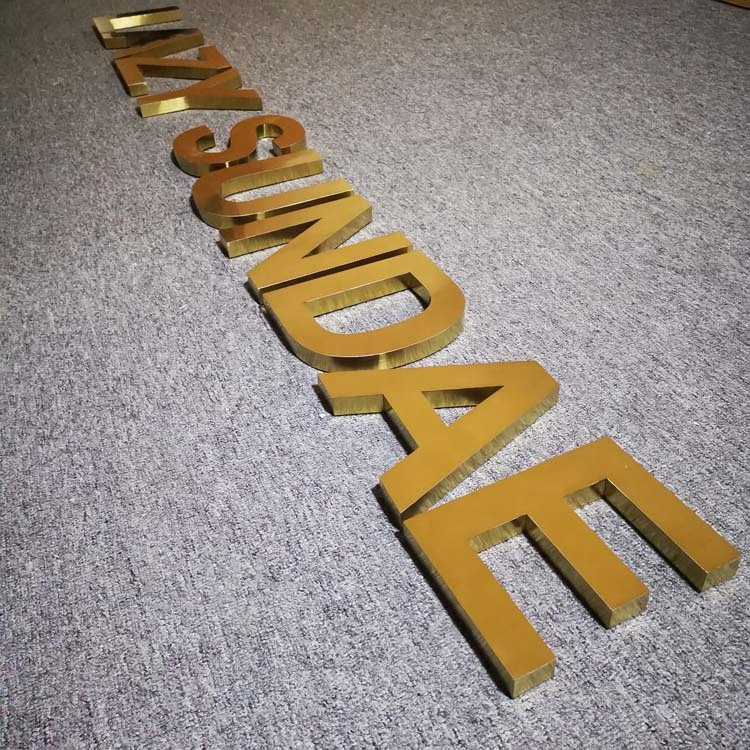 Gold Letter Sign 3d Stainless Steel Alphabet Signs Small Metal Letters Logo For Shop Wall Decoration