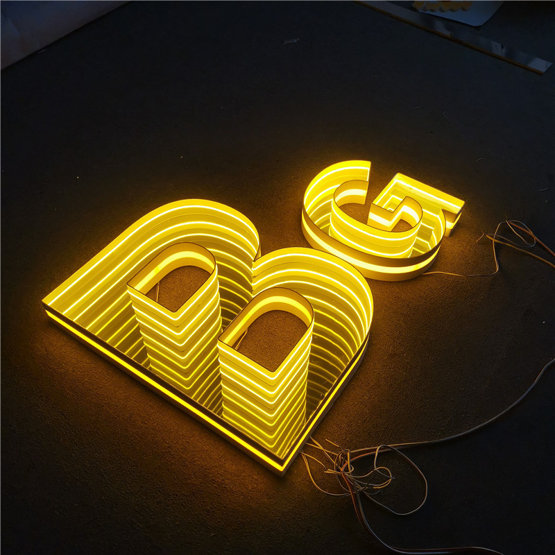 Outdoor waterproof infinity mirror neon sign infinity mirror light led commercial 3d letters for store / mall