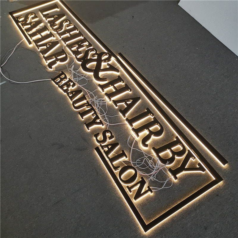 Polished Gold 3d led illuminated letter custom stainless steel sign backlit led sign letters