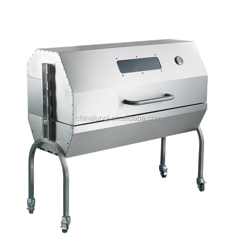 Best selling high quality  bbq grill Large Stainless Steel Spit Roaster Charcoal and gas rotisserie BBQ Grill with 60kg Motor