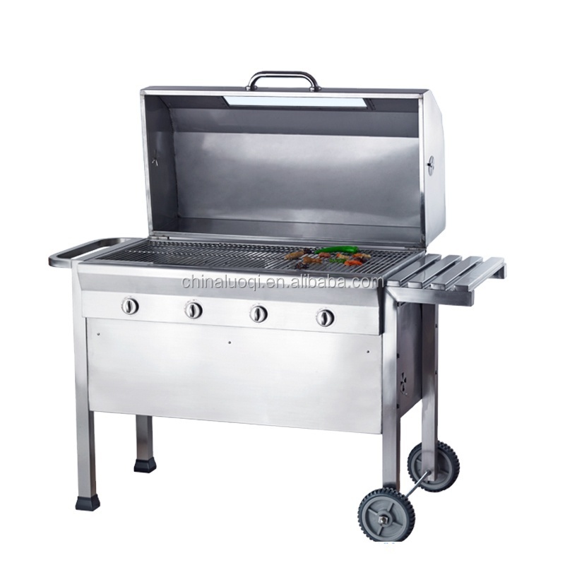 Best selling high quality  bbq grill Large Stainless Steel Spit Roaster Charcoal and gas rotisserie BBQ Grill with 60kg Motor