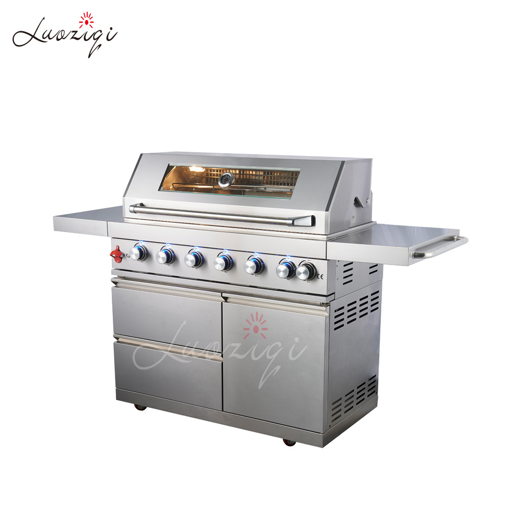 with fridge and pizza oven griddle stainless steel doors gas bbq grill camping table garden outdoor kitchen