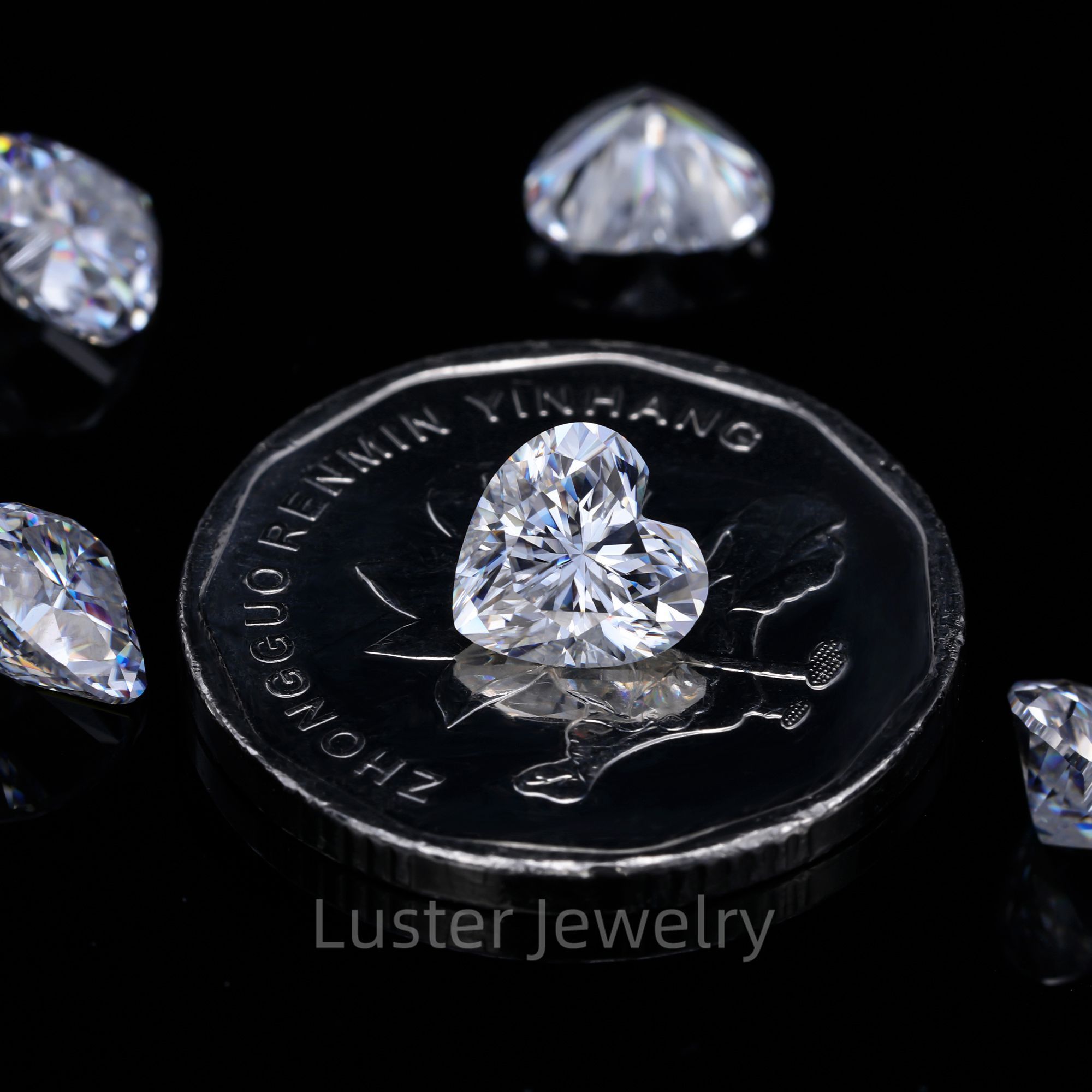 Luster Jewelry Mesmerizing GRA Test Positive Moissanite Diamond Stones Loose D White Heart Shape VVS Moissanite Diamond