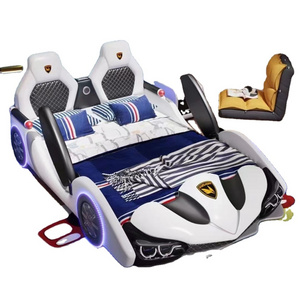 Modern children supercar kid bed led children function race car bed king size student bed with door