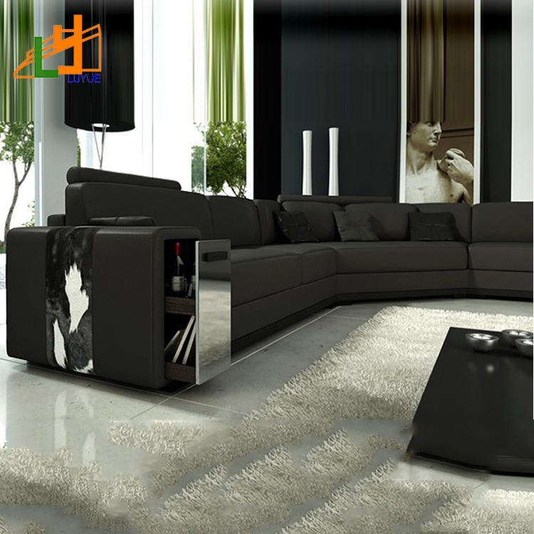 Luxury L Shaped Leather Sofa Set China Manufacturer European Style Living Room Furniture Sofa