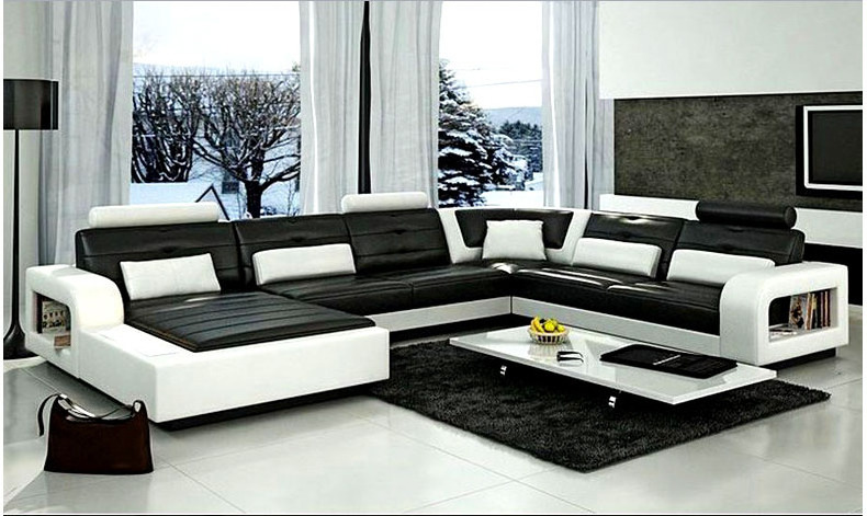 customized luxury furniture l shaped corner couch korean style sofa set real leather living room modern sofa