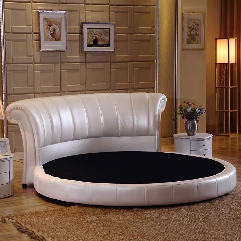 Luxury Leather Circle Bed Foshan Factory Leather Cheap Round Bed Prices