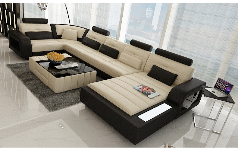 customized luxury furniture l shaped corner couch korean style sofa set real leather living room modern sofa