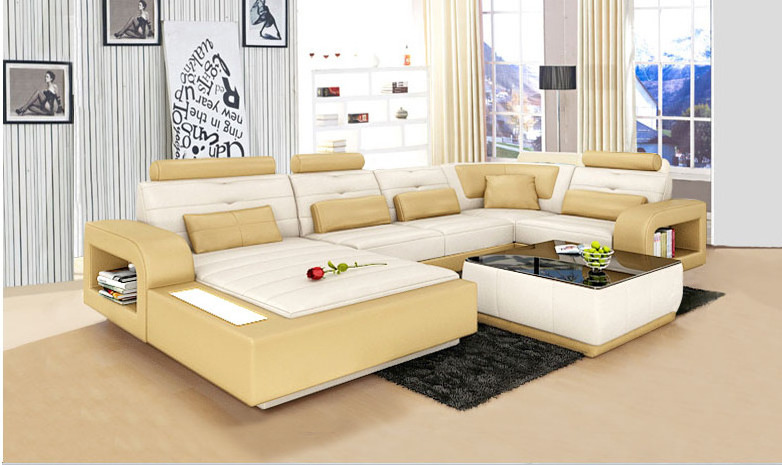 customized luxury furniture l shaped corner couch korean style sofa set real leather living room modern sofa