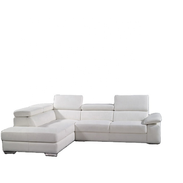 modern snow white French furniture designs l shaped living room 5 seater Leather corner sofa for home