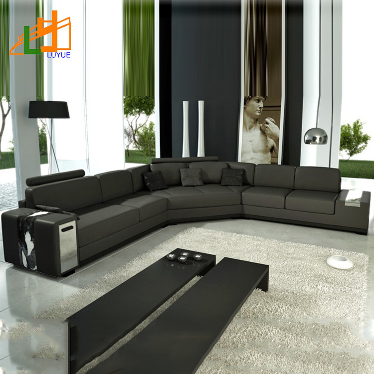 Luxury L Shaped Leather Sofa Set China Manufacturer European Style Living Room Furniture Sofa