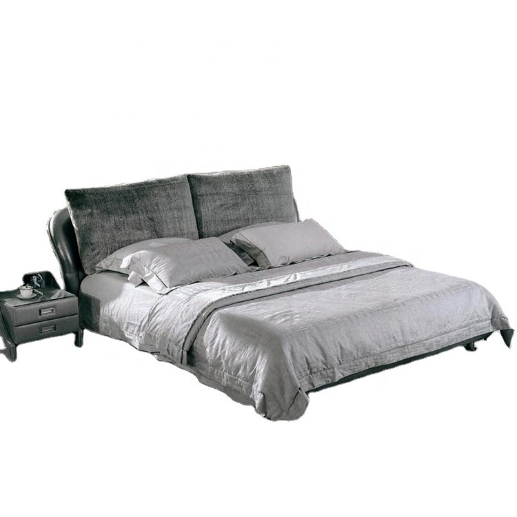 Dark grey fabric queen upholstered king bed sets design frame modern bed