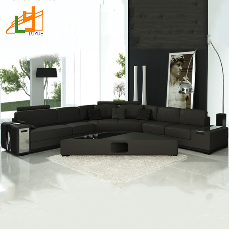 Luxury L Shaped Leather Sofa Set China Manufacturer European Style Living Room Furniture Sofa