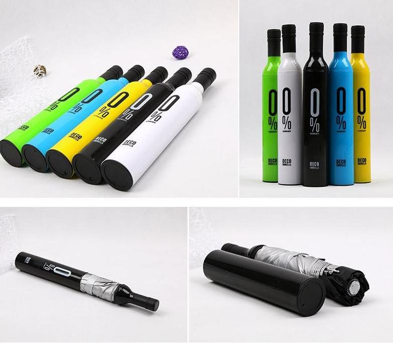 H211 Custom Printing Business Gift Sunshade Travel Rainy Sunny 3 Folding Umbrellas Creative Foldable Wine Bottle Umbrella