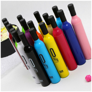 H211 Custom Printing Business Gift Sunshade Travel Rainy Sunny 3 Folding Umbrellas Creative Foldable Wine Bottle Umbrella