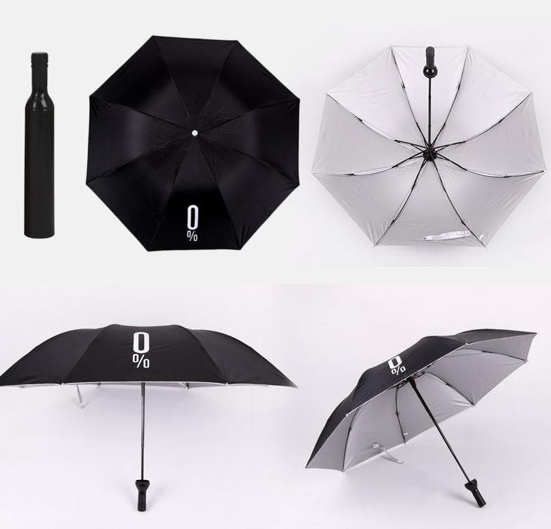 H211 Custom Printing Business Gift Sunshade Travel Rainy Sunny 3 Folding Umbrellas Creative Foldable Wine Bottle Umbrella