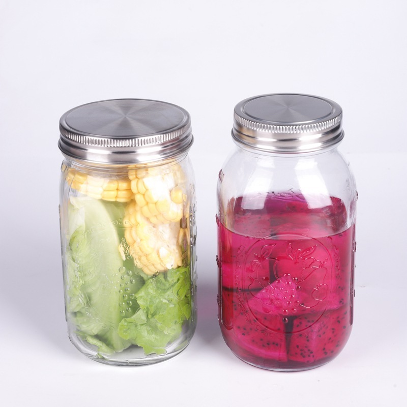 DD2198  Kitchen Food Storage Containers Cup Lid Sealed Ring Glass Bottle Cap Stainless Steel Mason Jar Airtight Lids